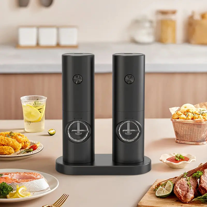 NNETM Electric Pepper Grinder Set - 2pcs Household Sea Salt Ginders-3